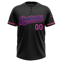 Laden Sie das Bild in den Galerie-Viewer, Uksn Individuelles Schwarz Pink-Violett Zweiknopf Unisex Softball-Trikot