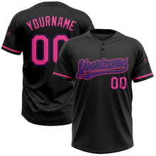Laden Sie das Bild in den Galerie-Viewer, Uksn Individuelles Schwarz Pink-Violett Zweiknopf Unisex Softball-Trikot