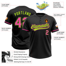 Laden Sie das Bild in den Galerie-Viewer, Uksn Individuelles Schwarz Pink-Neongrün Zweiknopf Unisex Softball-Trikot