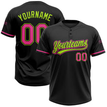 Laden Sie das Bild in den Galerie-Viewer, Uksn Individuelles Schwarz Pink-Neongrün Zweiknopf Unisex Softball-Trikot