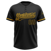 Laden Sie das Bild in den Galerie-Viewer, Uksn Individuelles Schwarz Schwarz-Gold Zweiknopf Unisex Softball-Trikot