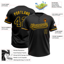 Laden Sie das Bild in den Galerie-Viewer, Uksn Individuelles Schwarz Schwarz-Gold Zweiknopf Unisex Softball-Trikot