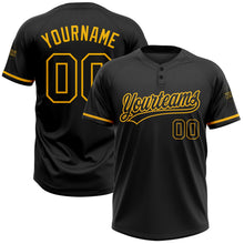 Laden Sie das Bild in den Galerie-Viewer, Uksn Individuelles Schwarz Schwarz-Gold Zweiknopf Unisex Softball-Trikot