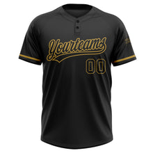 Laden Sie das Bild in den Galerie-Viewer, Uksn Individuelles Schwarz Schwarz-Altgold Zweiknopf Unisex Softball-Trikot