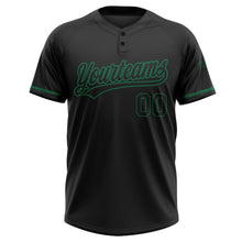 Laden Sie das Bild in den Galerie-Viewer, Uksn Individuelles Schwarz Schwarz-Kelly-Grün Zweiknopf Unisex Softball-Trikot
