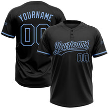 Laden Sie das Bild in den Galerie-Viewer, Uksn Individuelles Schwarz Schwarz-Hellblau Zweiknopf Unisex Softball-Trikot