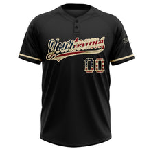 Laden Sie das Bild in den Galerie-Viewer, Uksn Individuelles Schwarz Vintage USA-Flagge-City-Creme Zweiknopf Unisex Softball-Trikot