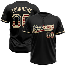 Laden Sie das Bild in den Galerie-Viewer, Uksn Individuelles Schwarz Vintage USA-Flagge-City-Creme Zweiknopf Unisex Softball-Trikot