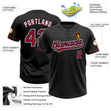 Laden Sie das Bild in den Galerie-Viewer, Uksn Individuelles Schwarz Karmesinrot-Weiß Zweiknopf Unisex Softball-Trikot