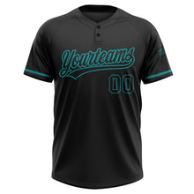 Laden Sie das Bild in den Galerie-Viewer, Uksn Individuelles Schwarz Schwarz-Petrol Zweiknopf Unisex Softball-Trikot
