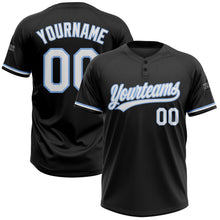 Laden Sie das Bild in den Galerie-Viewer, Uksn Individuelles Schwarz Weiß-Hellblau Zweiknopf Unisex Softball-Trikot