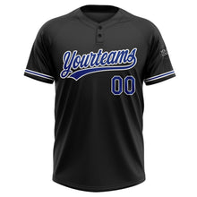 Laden Sie das Bild in den Galerie-Viewer, Uksn Individuelles Schwarz Royalblau-Weiß Zweiknopf Unisex Softball-Trikot