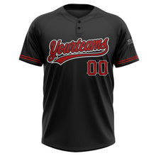 Laden Sie das Bild in den Galerie-Viewer, Uksn Individuelles Schwarz Rot-Weiß Zweiknopf Unisex Softball-Trikot