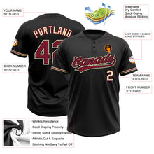 Laden Sie das Bild in den Galerie-Viewer, Uksn Individuelles Schwarz Karmesinrot-City-Creme Zweiknopf Unisex Softball-Trikot