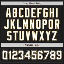 Laden Sie das Bild in den Galerie-Viewer, Uksn Individuelles Schwarz Weiß-Altgold Zweiknopf Unisex Softball-Trikot