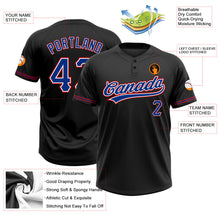 Laden Sie das Bild in den Galerie-Viewer, Uksn Individuelles Schwarz Royalblau-Rot Zweiknopf Unisex Softball-Trikot