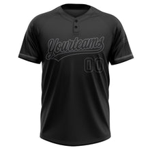 Laden Sie das Bild in den Galerie-Viewer, Uksn Individuelles Schwarz Schwarz-Stahlgrau Zweiknopf Unisex Softball-Trikot