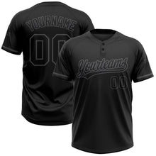 Laden Sie das Bild in den Galerie-Viewer, Uksn Individuelles Schwarz Schwarz-Stahlgrau Zweiknopf Unisex Softball-Trikot