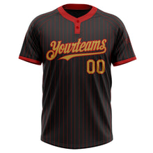 Laden Sie das Bild in den Galerie-Viewer, Uksn Individuelles Schwarz Rot mit Nadelstreifen Altgold Zweiknopf Unisex Softball-Trikot