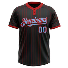 Laden Sie das Bild in den Galerie-Viewer, Uksn Individuelles Schwarz Rot mit Nadelstreifen Hellblau Zweiknopf Unisex Softball-Trikot