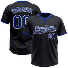 Laden Sie das Bild in den Galerie-Viewer, Uksn Individuelles Schwarz Royalblau Nadelstreifen Weiß Zweiknopf Unisex Softball-Trikot