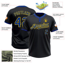 Laden Sie das Bild in den Galerie-Viewer, Uksn Individuelles Schwarz Royalblau Nadelstreifen Gelb Zweiknopf Unisex Softball-Trikot