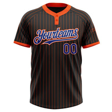 Laden Sie das Bild in den Galerie-Viewer, Uksn Individuelles Schwarz Orange Nadelstreifen Royalblau-Weiß Zweiknopf Unisex Softball-Trikot