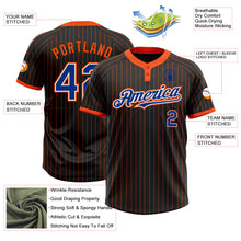 Laden Sie das Bild in den Galerie-Viewer, Uksn Individuelles Schwarz Orange Nadelstreifen Royalblau-Weiß Zweiknopf Unisex Softball-Trikot