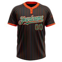 Laden Sie das Bild in den Galerie-Viewer, Uksn Individuelles Schwarz Orange Nadelstreifen Kelly-Grün-Weiß Zweiknopf Unisex Softball-Trikot