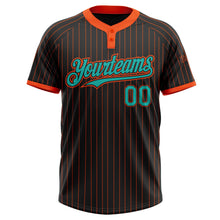 Laden Sie das Bild in den Galerie-Viewer, Uksn Individuelles Schwarz Orange Nadelstreifen Aqua Zweiknopf Unisex Softball-Trikot