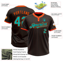 Laden Sie das Bild in den Galerie-Viewer, Uksn Individuelles Schwarz Orange Nadelstreifen Aqua Zweiknopf Unisex Softball-Trikot