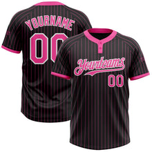 Laden Sie das Bild in den Galerie-Viewer, Uksn Individuelles Schwarz Pink Nadelstreifen Weiß Zweiknopf Unisex Softball-Trikot