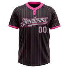 Laden Sie das Bild in den Galerie-Viewer, Uksn Individuelles Schwarz Pink Nadelstreifen Grau Zweiknopf Unisex Softball-Trikot