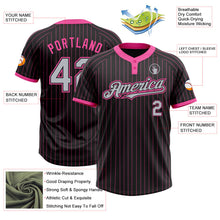 Laden Sie das Bild in den Galerie-Viewer, Uksn Individuelles Schwarz Pink Nadelstreifen Grau Zweiknopf Unisex Softball-Trikot