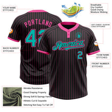Laden Sie das Bild in den Galerie-Viewer, Uksn Individuelles Schwarz Pink Nadelstreifen Aqua Zweiknopf Unisex Softball-Trikot