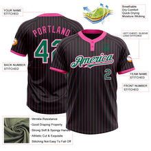 Laden Sie das Bild in den Galerie-Viewer, Uksn Individuelles Schwarz Pink Nadelstreifen Kelly-Grün-Weiß Zweiknopf Unisex Softball-Trikot
