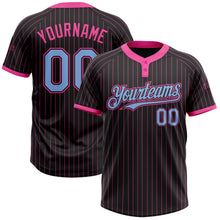 Laden Sie das Bild in den Galerie-Viewer, Uksn Individuelles Schwarz Pink Nadelstreifen Hellblau Zweiknopf Unisex Softball-Trikot