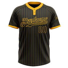 Laden Sie das Bild in den Galerie-Viewer, Uksn Individuelles Schwarz Gold Nadelstreifen Gold Zweiknopf Unisex Softball-Trikot