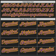 Laden Sie das Bild in den Galerie-Viewer, Uksn Individuelles Schwarz Gold Nadelstreifen Violett Zweiknopf Unisex Softball-Trikot