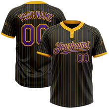 Laden Sie das Bild in den Galerie-Viewer, Uksn Individuelles Schwarz Gold Nadelstreifen Violett Zweiknopf Unisex Softball-Trikot