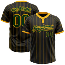 Laden Sie das Bild in den Galerie-Viewer, Uksn Individuelles Schwarz Gold Nadelstreifen Grün Zweiknopf Unisex Softball-Trikot