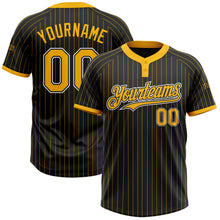 Laden Sie das Bild in den Galerie-Viewer, Uksn Individuelles Schwarz Gold Nadelstreifen Weiß Zweiknopf Unisex Softball-Trikot