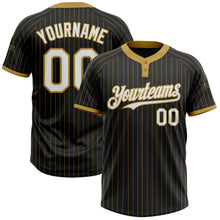 Laden Sie das Bild in den Galerie-Viewer, Uksn Individuelles Schwarz Altgold Nadelstreifen Weiß Zweiknopf Unisex Softball-Trikot