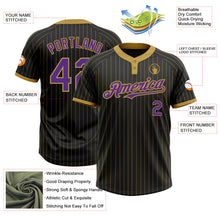 Laden Sie das Bild in den Galerie-Viewer, Uksn Individuelles Schwarz Altgold Nadelstreifen Violett Zweiknopf Unisex Softball-Trikot