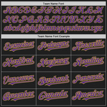 Laden Sie das Bild in den Galerie-Viewer, Uksn Individuelles Schwarz Altgold Nadelstreifen Violett Zweiknopf Unisex Softball-Trikot
