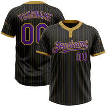 Laden Sie das Bild in den Galerie-Viewer, Uksn Individuelles Schwarz Altgold Nadelstreifen Violett Zweiknopf Unisex Softball-Trikot