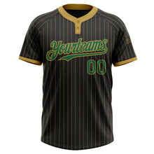 Laden Sie das Bild in den Galerie-Viewer, Uksn Individuelles Schwarz Altgold Nadelstreifen Kelly-Grün Zweiknopf Unisex Softball-Trikot