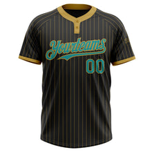 Laden Sie das Bild in den Galerie-Viewer, Uksn Individuelles Schwarz Altgold Nadelstreifen Petrol Zweiknopf Unisex Softball-Trikot