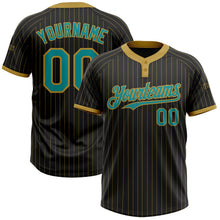 Laden Sie das Bild in den Galerie-Viewer, Uksn Individuelles Schwarz Altgold Nadelstreifen Petrol Zweiknopf Unisex Softball-Trikot