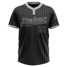 Laden Sie das Bild in den Galerie-Viewer, Uksn Individuelles Schwarz Grau Nadelstreifen Grau Zweiknopf Unisex Softball-Trikot